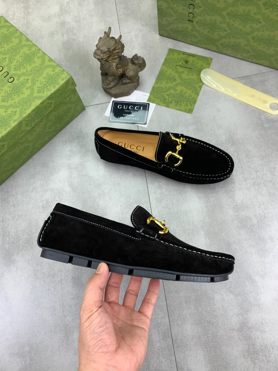 Men's men's shoes 💰P340💰[New style]🆘[GUCCI] New classic beanie shoes; Hong Kong original top quality, exquisite craftsmanship, top quality💪🏼High-end boutique men's beanie shoes, British fashion style 🎈The upper is made of Italian imported calfskin🔥, comfortable and breathable, fully imported soft pigskin lining, lazy slip-on Loaf style This fabric is made of 🇮🇹🎈, which is suitable for drivers to drive, and the original non-slip and wear-resistant rubber outsole 🎈Number of codes: 38-45 Multi-color 🉑️ to choose from